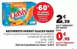 Hyper U Oasis - batonnets sorbet glaces offre