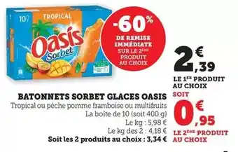Hyper U Oasis - batonnets sorbet glaces offre