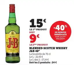 Hyper U J&b - blended scotch whisky 40° offre