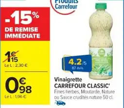 Cora x Carrefour Vinaigrette carrefour classic offre