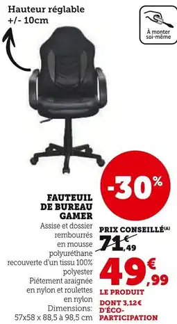 Super U Fauteuil de bureau gamer offre