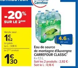 Cora x Carrefour Eau de source de montagne d'auvergne carrefour classic offre