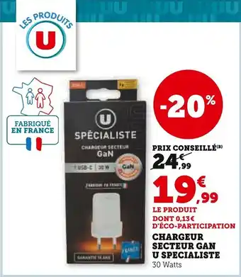 Super U Chargeur secteur gan u specialiste offre