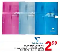 Trafic Bloc de cours A4 offre