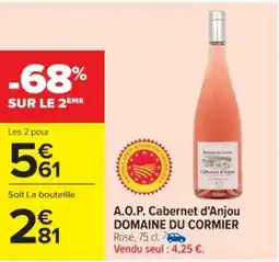 Cora x Carrefour DOMAINE DU CORMIER A.O.P. Cabernet d'Anjou offre
