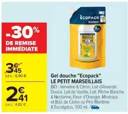 Cora x Carrefour LE PETIT MARSEILLAIS Gel douche "Ecopack" offre