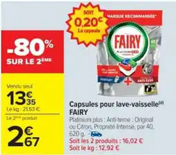 Cora x Carrefour FAIRY Capsules pour lave-vaisselle offre