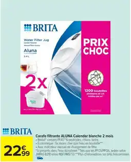 Cora x Carrefour BRITA Carafe filtrante aluna calendar blanche 2 mois offre