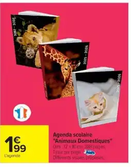 Cora x Carrefour Agenda scolaire "Animaux Domestiques" offre