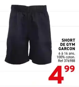 Trafic Short de gym garcon offre
