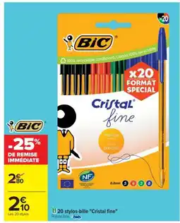 Cora x Carrefour BIC 20 stylos-bille "Cristal fine" offre