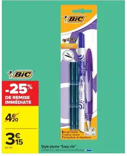Cora x Carrefour BIC Stylo plume "Easy clic" offre