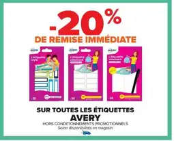 Cora x Carrefour AVERY Sur toutes les étiquettes offre