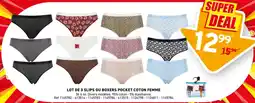 Trafic Lot de 3 slips ou boxers pocket coton femme offre