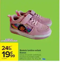 Cora x Carrefour Baskets lumière enfant licence offre