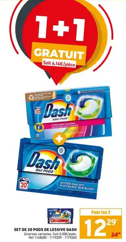 Trafic Set de 20 pods de lessive dash offre