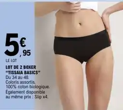 E.Leclerc LOT DE 2 BOXER TISSAIA BASICS offre