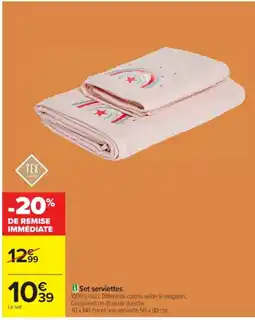Cora x Carrefour Set serviettes offre