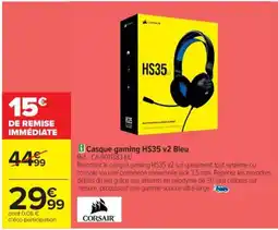 Cora x Carrefour CORSAIR Casque gaming HS35 v2 Bleu offre