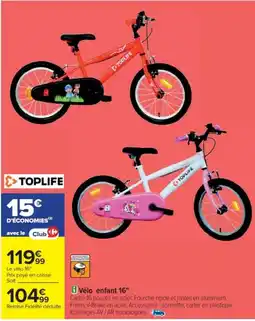 Cora x Carrefour TOPLIFE Vélo enfant 16" offre
