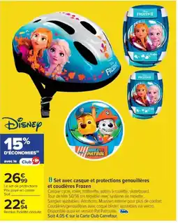 Cora x Carrefour Set avec casque et protections genouillères et coudières Frozen offre