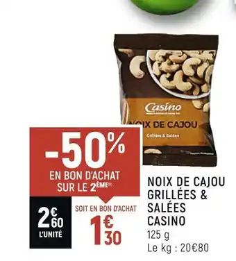 Spar Casino noix de cajou grillées & salées offre