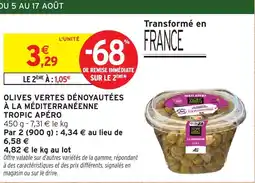 Intermarché TROPIC APÉRO Olives vertes dénoyautées à la méditerranéenne offre