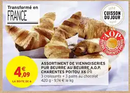 Intermarché Assortiment de viennoiseries pur beurre au beurre a.o.p. charentes poitou x6 offre