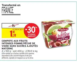 Intermarché MATERNE Compote aux fruits intenses pomme/pêche de vigne sans sucres ajoutés offre