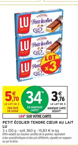 Intermarché LU Petit écolier tendre cœur au lait offre