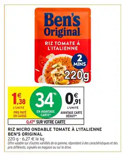 Intermarché BEN'S ORIGINAL Riz micro ondable tomate à l'italienne offre