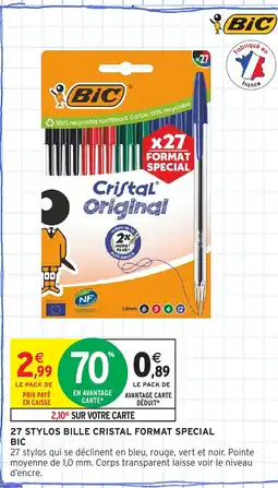Intermarché Hyper BIC 27 stylos bille cristal format special offre