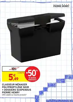 Intermarché Hyper PIERRE HENRY Classeur ménager polypropylène noir offre