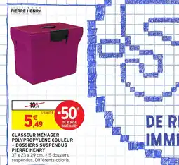 Intermarché Hyper PIERRE HENRY Classeur ménager polypropylène couleur + dossiers suspendus offre