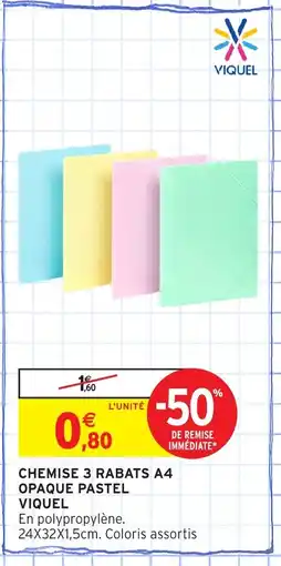 Intermarché Hyper VIQUEL Chemise 3 rabats a4 opaque pastel offre
