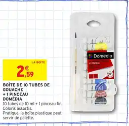 Intermarché Hyper DOMÉDIA Boîte de 10 tubes de gouache + 1 pinceau offre