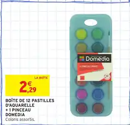 Intermarché Hyper DOMEDIA Boite de 12 pastilles d'aquarelle + 1 pinceau offre