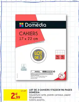 Intermarché Hyper DOMÉDIA Lot de 3 cahiers 96 pages offre