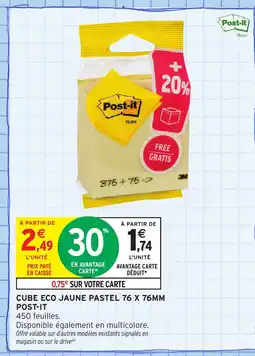 Intermarché Hyper POST-IT Cuve eco jaune pastel 76 x 76 mm offre