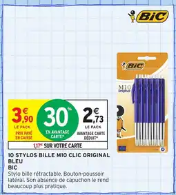 Intermarché Hyper BIC 10 Stylos bille m10 clic original bleu offre