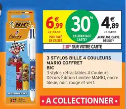 Intermarché Hyper BIC 3 stylos bille 4 couleurs mario coffret offre