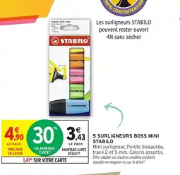 Intermarché Hyper STABILO 5 surligneurs boss mini offre