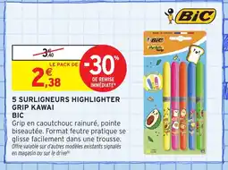 Intermarché Hyper BIC 5 Surligneurs highlighter grip kawai offre