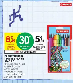 Intermarché Hyper STABILO Pochette de 12 feutres pen 68 offre
