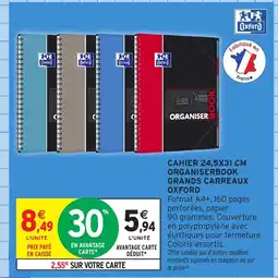 Intermarché Hyper OXFORD Cahier organiserbook grands carreaux offre