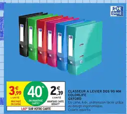 Intermarché Hyper OXFORD Classeur a levier dos 90 mm colorlife offre