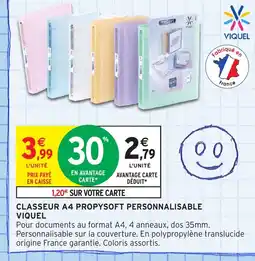 Intermarché Hyper VIQUEL Classeur a4 propysoft personnalisable offre