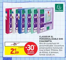 Intermarché Hyper EXACOMPTA Classeur xl personnalisable d40 offre
