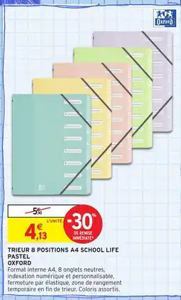 Intermarché Hyper OXFORD Trieur 8 positions a4 school life pastel offre