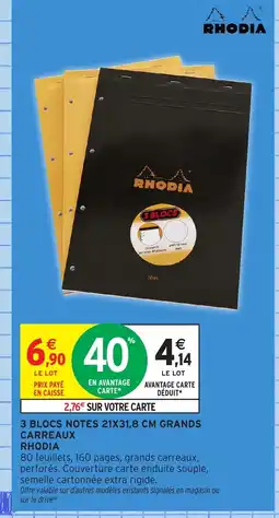 Intermarché Hyper 3 blocs notes grands carreaux offre